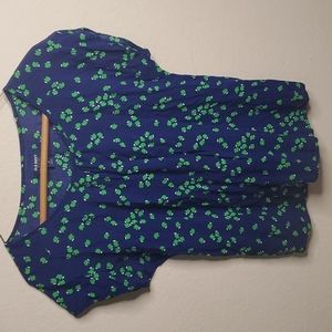Old Navy Blue Blouse with Green Apples Size XS